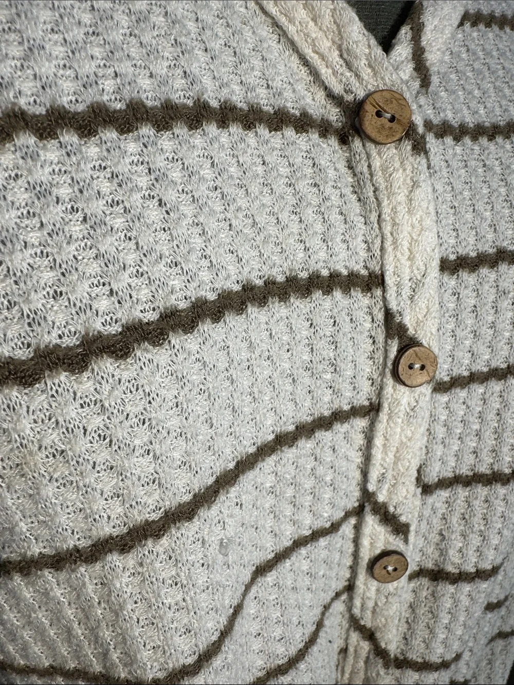 Paper Crane Cream Striped Tie-Front Cardigan with Brown Lines